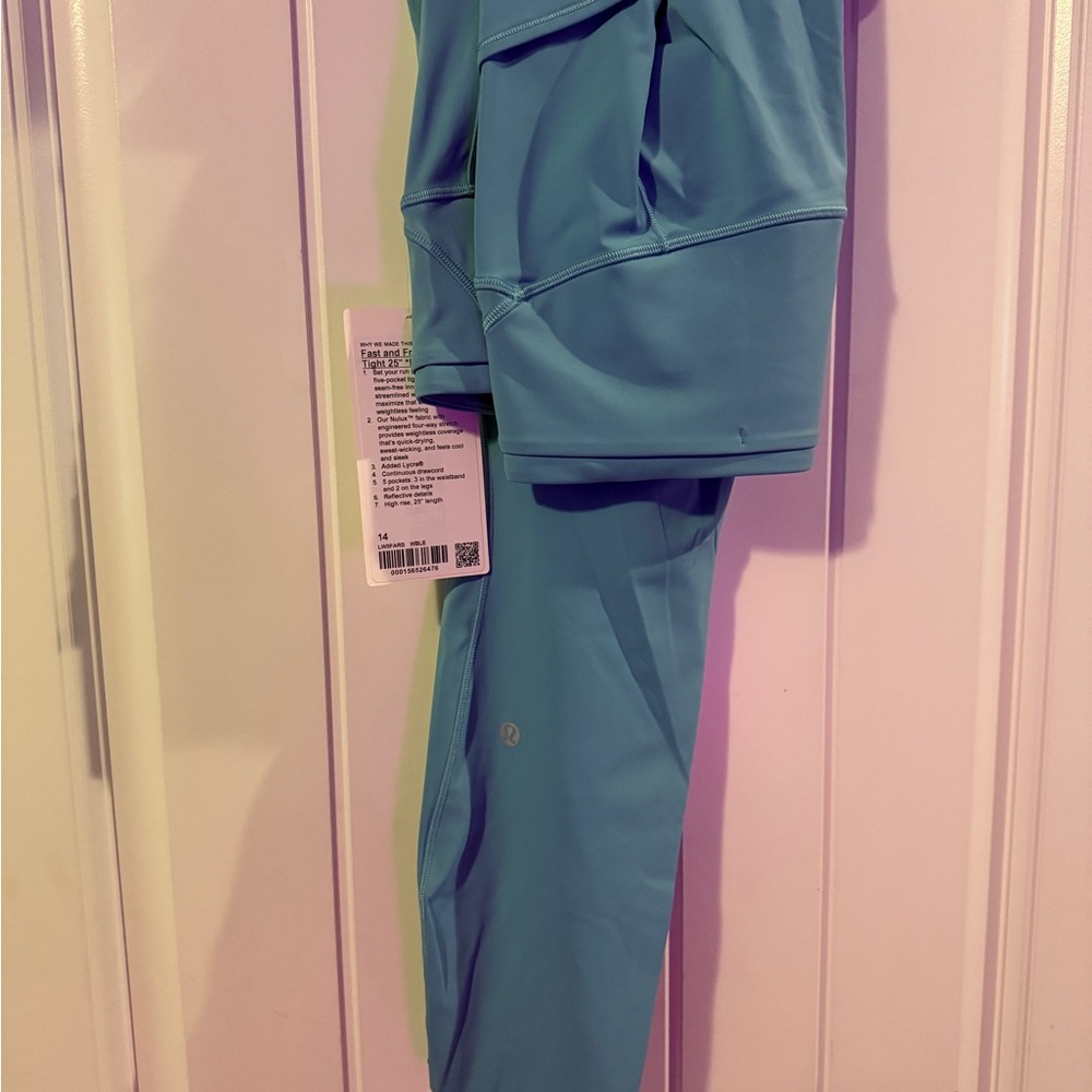 Lululemon Athletica Fast and Free HR Tight 25" - Washed Blue NWT 14